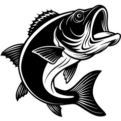 
Large mouth bass fish vintage vector graphic 
