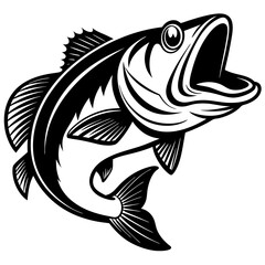 
Large mouth bass fish vintage vector graphic 
