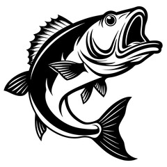 
Fish vector graphic illustration for t-shirt, Large mouth bass fish vintage vector graphic