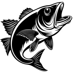 
Fish vector graphic illustration for t-shirt, Large mouth bass fish vintage vector graphic