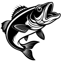 
Fish vector graphic illustration for t-shirt, Large mouth bass fish vintage vector graphic