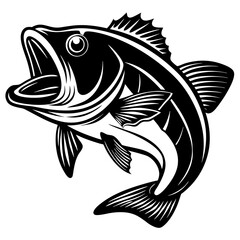 
Fish vector graphic illustration for t-shirt, Large mouth bass fish vintage vector graphic
