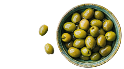 Bowl of olives on transparent background