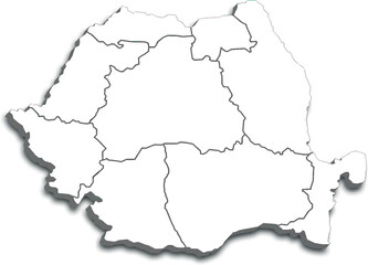 ROMANIA MAP WITH ADMINISTRATIVE DIVISIONS WITH FLAG
