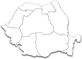 ROMANIA MAP WITH ADMINISTRATIVE DIVISIONS WITH FLAG