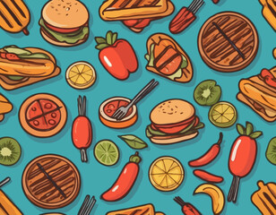 Grilled food design 
