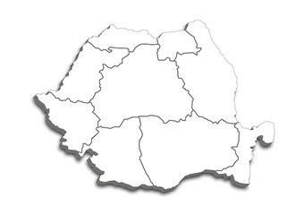 ROMANIA MAP WITH ADMINISTRATIVE DIVISIONS WITH FLAG