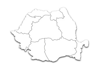 ROMANIA MAP WITH ADMINISTRATIVE DIVISIONS WITH FLAG