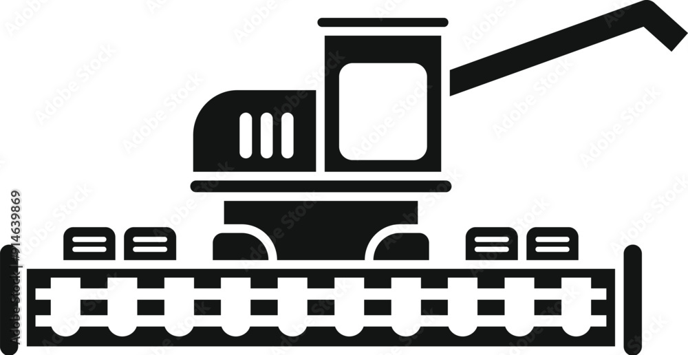 Aufkleber smart farm machine working on farm field icon in simple style on a white background