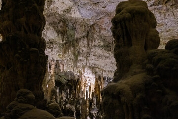 Wonderful stalagcite formations in an underground cave.