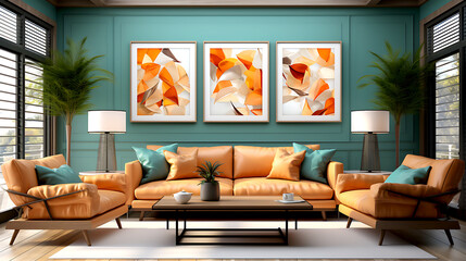 Abstract art wallpaper, wall frame design, colorful translucent metallic swirls