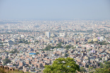View of Jaipur City from Nahargarh fort in Rajasthan, India