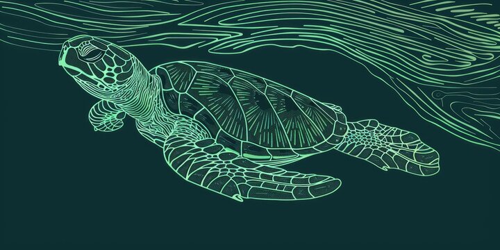 recommend clip art: Sea turtle outline with green lines.