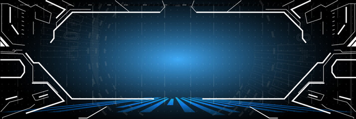 Futuristic digital background with blue glow and abstract geometric patterns