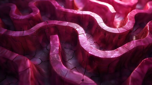 A pink, twisted, and broken line that looks like a brain