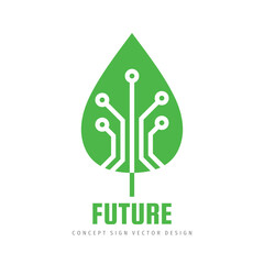 Green technology logo graphic design. Nature leaf and electronic structure vector business icon sign. Network communication. Vector illustration. 