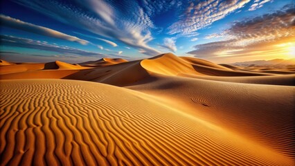 Naklejka premium Abstract of desert dunes with artistic elements , sand, arid, landscape, art, abstract, texture, wallpaper, design, creative, pattern