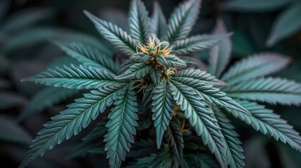 A close up of a marijuana plant with a frosty appearance