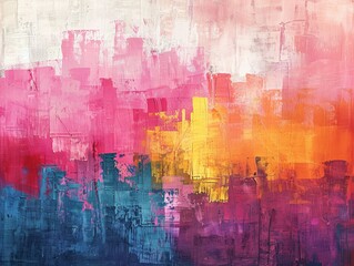 Nature-Inspired Abstract Wall Art with Vibrant Colors and Wooden Textures