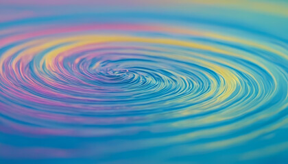 Fototapeta premium Rainbow colored ripples. colorful water drops. circular drawings drawn with color pencils swirling. brush stroke graphics background. abstract spiral visual effect. 