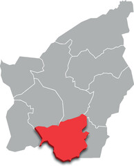 Obraz premium FIORENTINO municipality map ADMINISTRATIVE DIVISIONS of SAN MARINO 3d isometric map