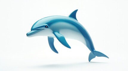 Fototapeta premium Happy cartoon dolphin jumping on a white background