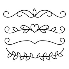 Set of hand drawn underlines. Hand made doodles EPS Vector