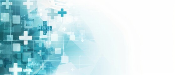 A blue background with many small squares and crosses