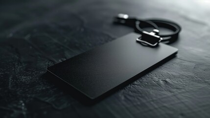 Black Blank ID Card with Lanyard