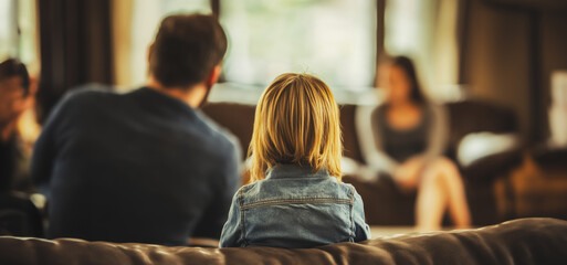 Child and Adult Engaged in Conversation in Cozy Living Room During Afternoon Gathering