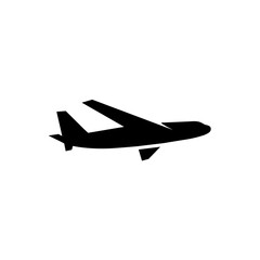 Airplane silhouette as a symbol. Illustration of a silhouette of an airplane as a symbol on a white background