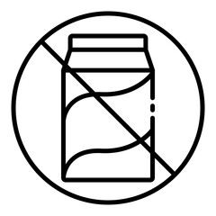 No dairy forbidden icon representing a dairy free and vegan lifestyle.