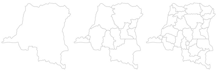 Democratic Republic of the Congo map. Map of Democratic Republic of the Congo in white set