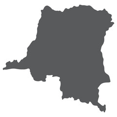 Democratic Republic of the Congo map. Map of Congo in grey color