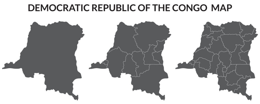 Democratic Republic of the Congo map. Map of Democratic Republic of the Congo in grey set