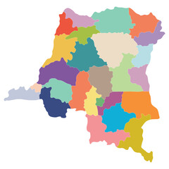 Democratic Republic of the Congo map. Map of Democratic Republic of the Congo in administrative provinces in multicolor