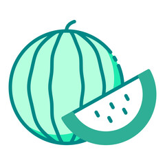 Water Melon fruit icon suitable for fresh, healthy, and vegan food themes.