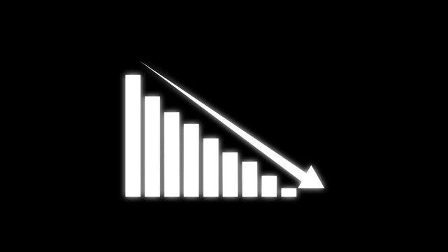 Business Failure. Decreased Business graph concept animation on black background