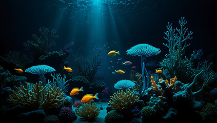 ocean blue underwater fish coral reef colorful background wallpaper 