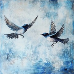 Starlings dance against the sky.