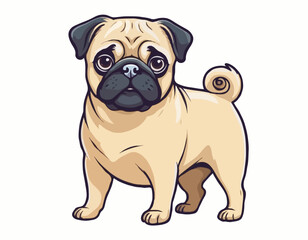 Cute pug dog cartoon logo vector mascot character

