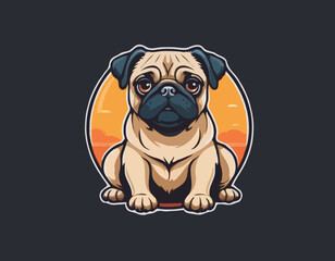Cute pug dog cartoon logo vector mascot character
