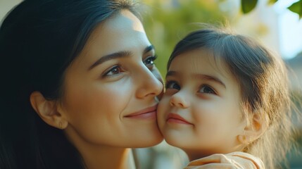 Obraz premium A motherly figure cradling a young child in her arms, a symbol of love and protection
