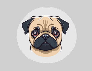 Cute pug dog cartoon logo vector mascot character
