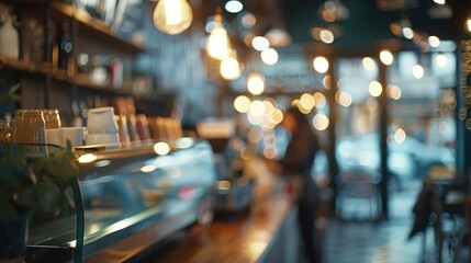 Blurred coffee shop and cafe as a background.