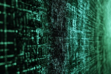 Neon green data streams in a cyber tunnel visualizing information flow in a digital world