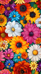 Fototapeta premium Bright and Colorful Printable Flower Assortment for Crafting, Scrapbooking, and Decor