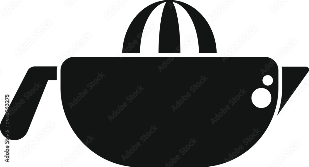 Poster black and white icon of a citrus juicer squeezing fruit for juice