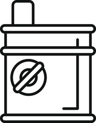 Black and white line art of a metal barrel containing flammable liquid with a warning sign, perfect for industrial and safety themes