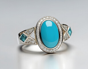 Platinum ring with turquoise inlay